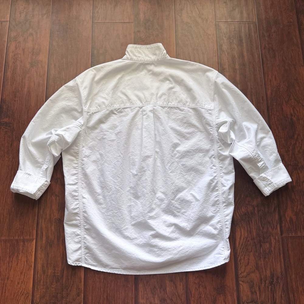 AYR The Tate Shirt Large White Cotton Oxford Stand Collar Oversized Minimalist - Picture 11 of 16